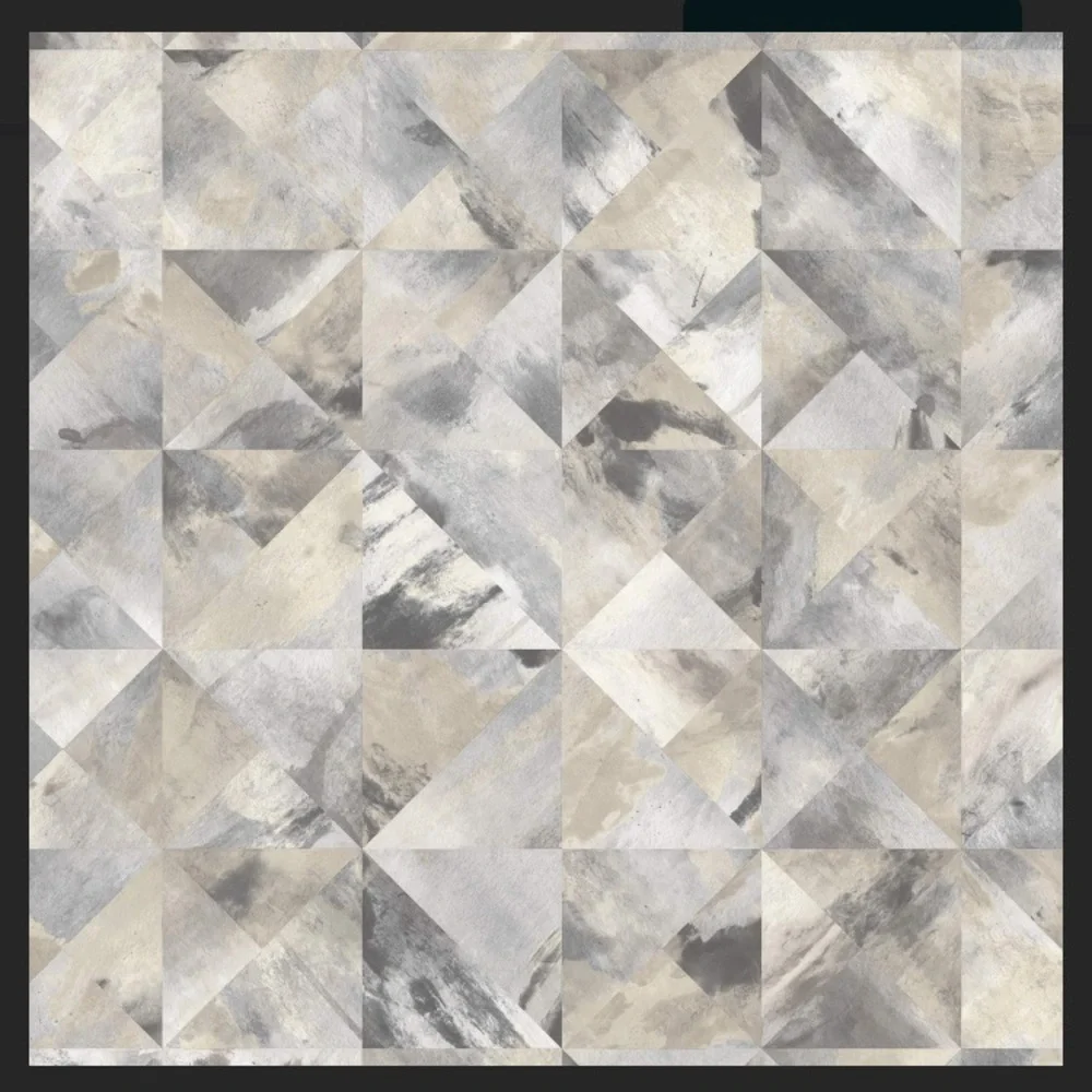 Geometric Gray and Cream Wallpaper